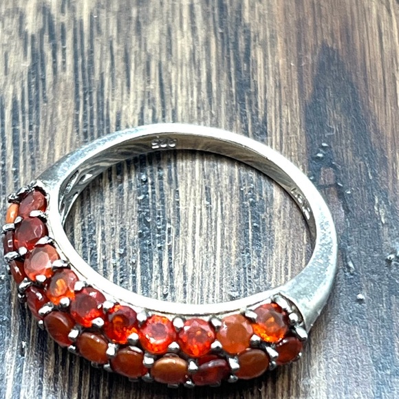 Designer DJoy 925 Sterling Silver Round Garnet Stackable Anniversary Band Ring - Picture 9 of 12